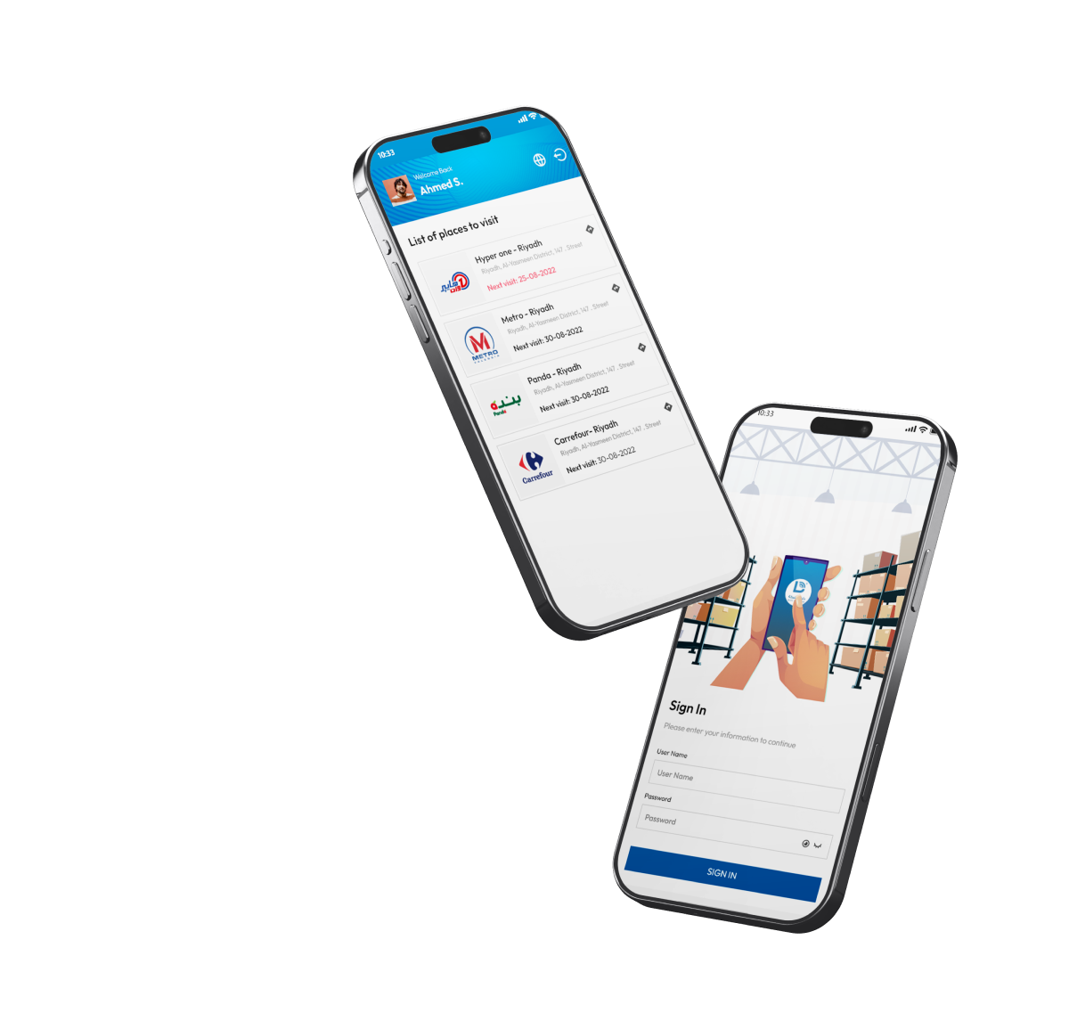 DAC point of sale app on two phones